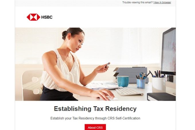 香港HSBCネットバンキングでEstablishing Tax Residency（CRS）の登録方法